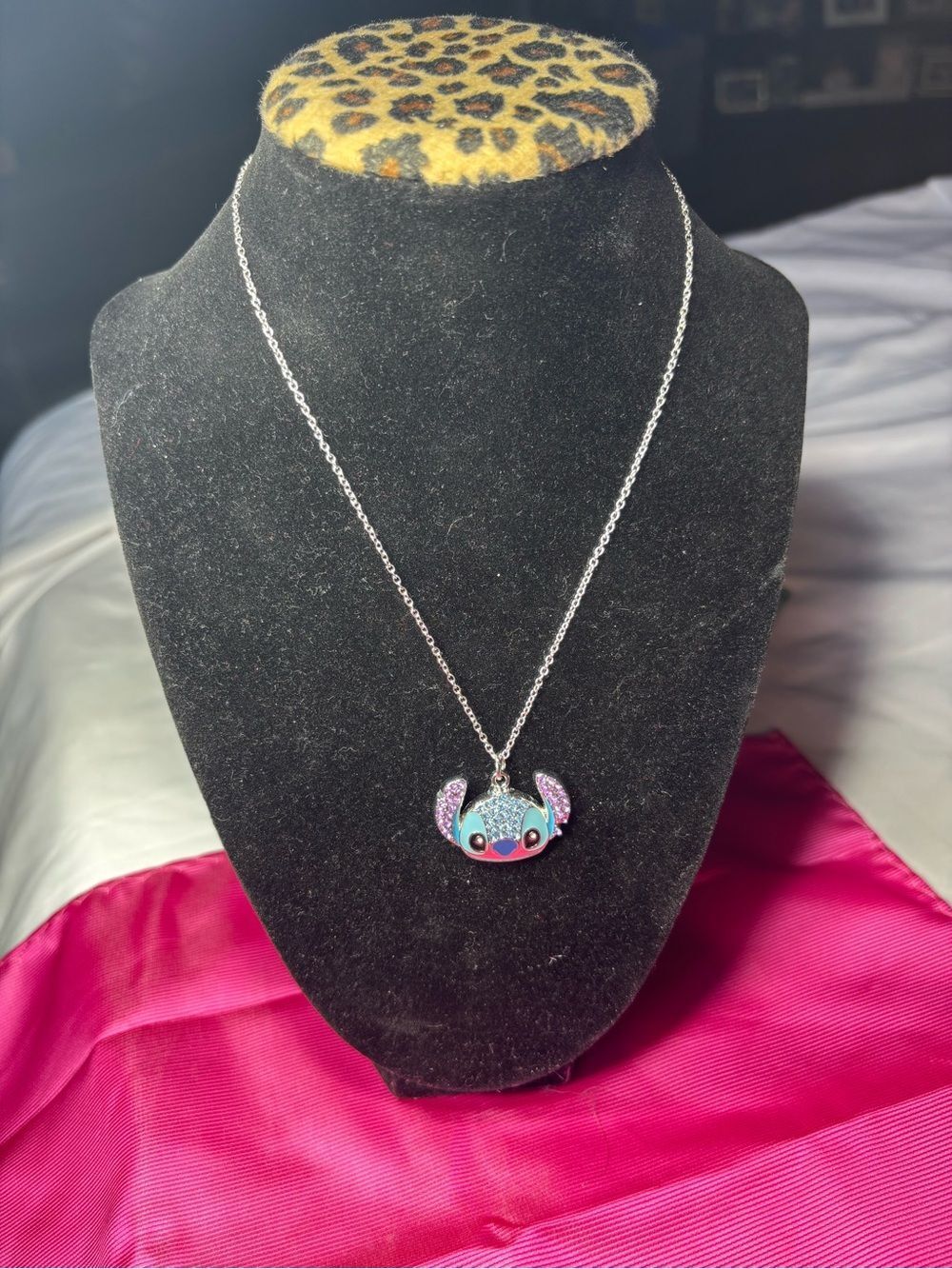 New Disney Stitch Enamel Pendant Necklace - Blue, Pink & Purple Accents